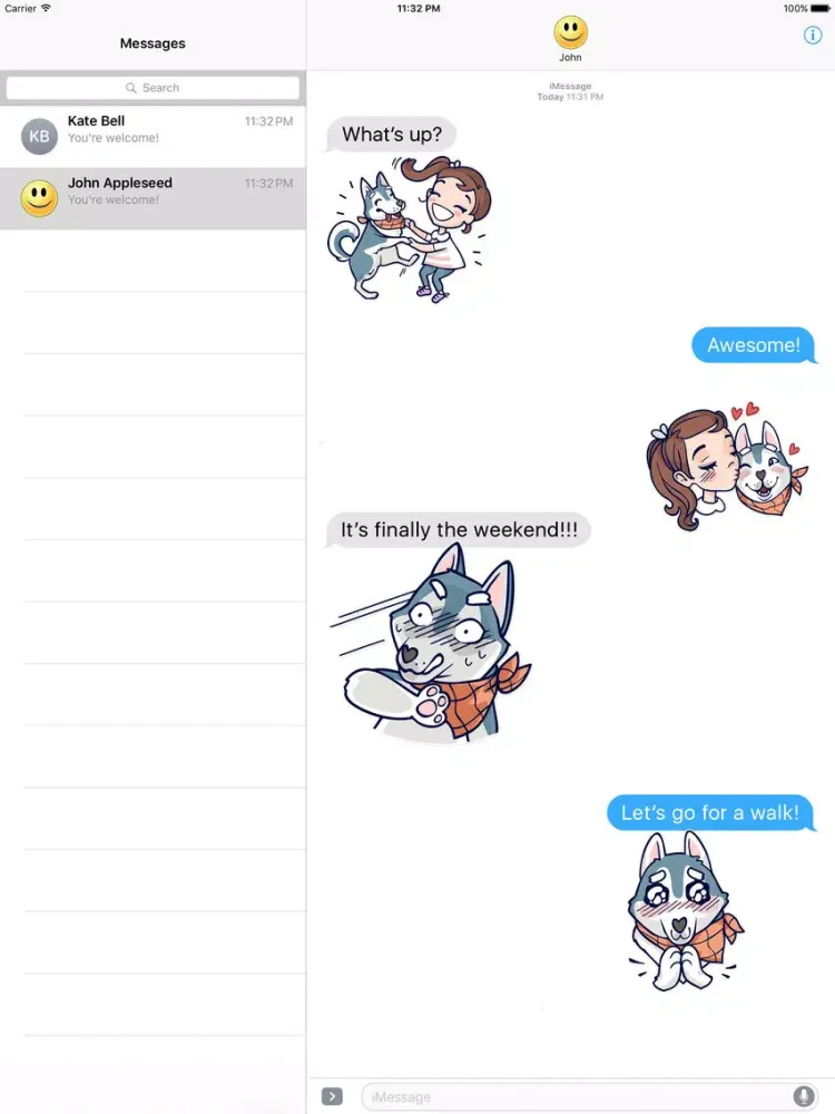 Capturas de tela do Cute Dog Husky and Girl Stickers iPad 