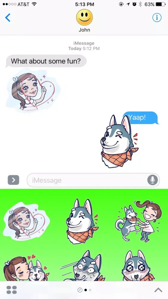 Capturas de tela do Cute Dog Husky and Girl Stickers