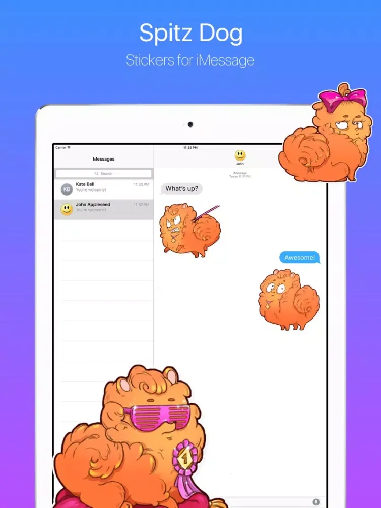 Capturas de tela do Cool Spitz Dog Stickers iPad 