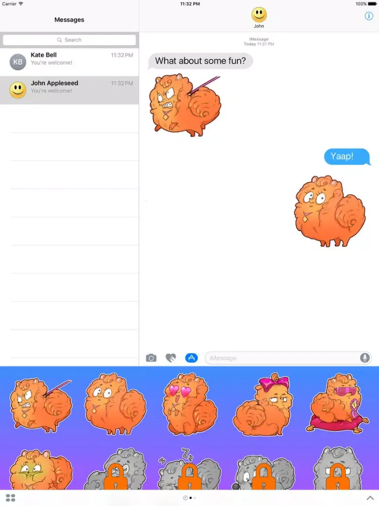 Capturas de tela do Cool Spitz Dog Stickers iPad 
