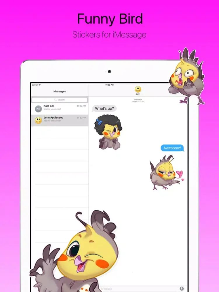 Colored Funny Bird Stickers iPad  سکرین شاٹس