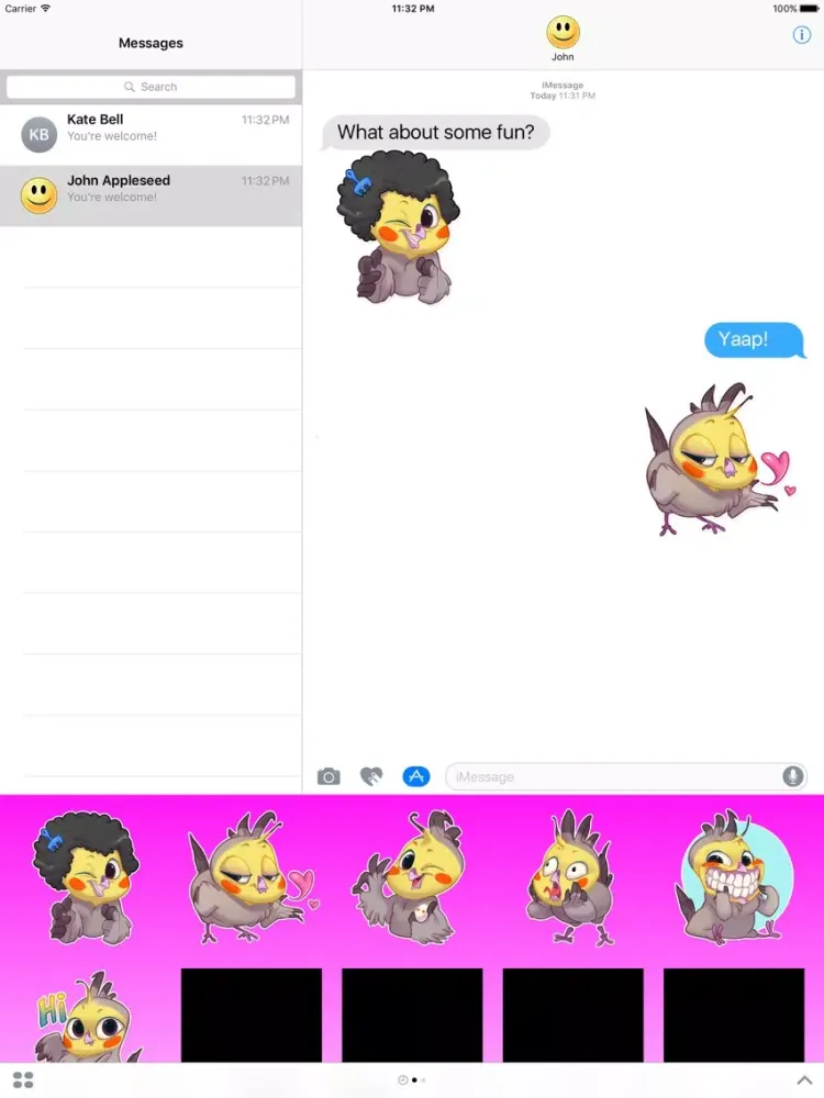 Colored Funny Bird Stickers iPad  سکرین شاٹس