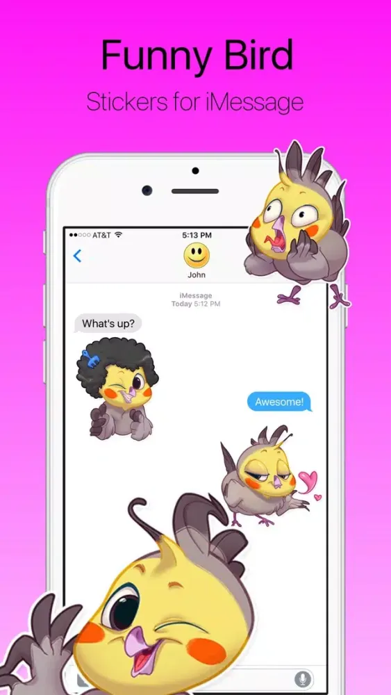 Colored Funny Bird Stickers سکرین شاٹس