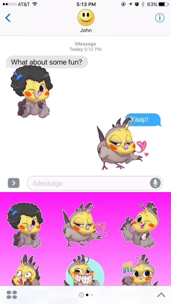 Colored Funny Bird Stickers سکرین شاٹس