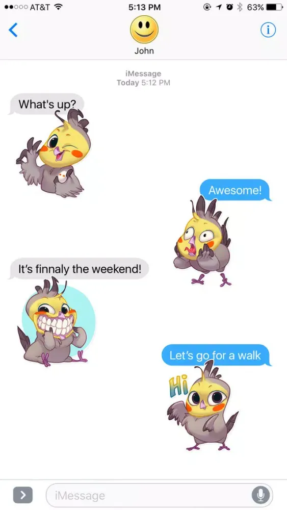 Colored Funny Bird Stickers سکرین شاٹس