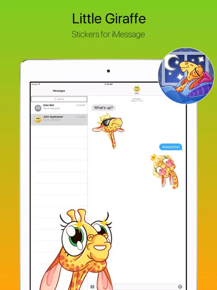 صور Funny Little Giraffe Stickers iPad 