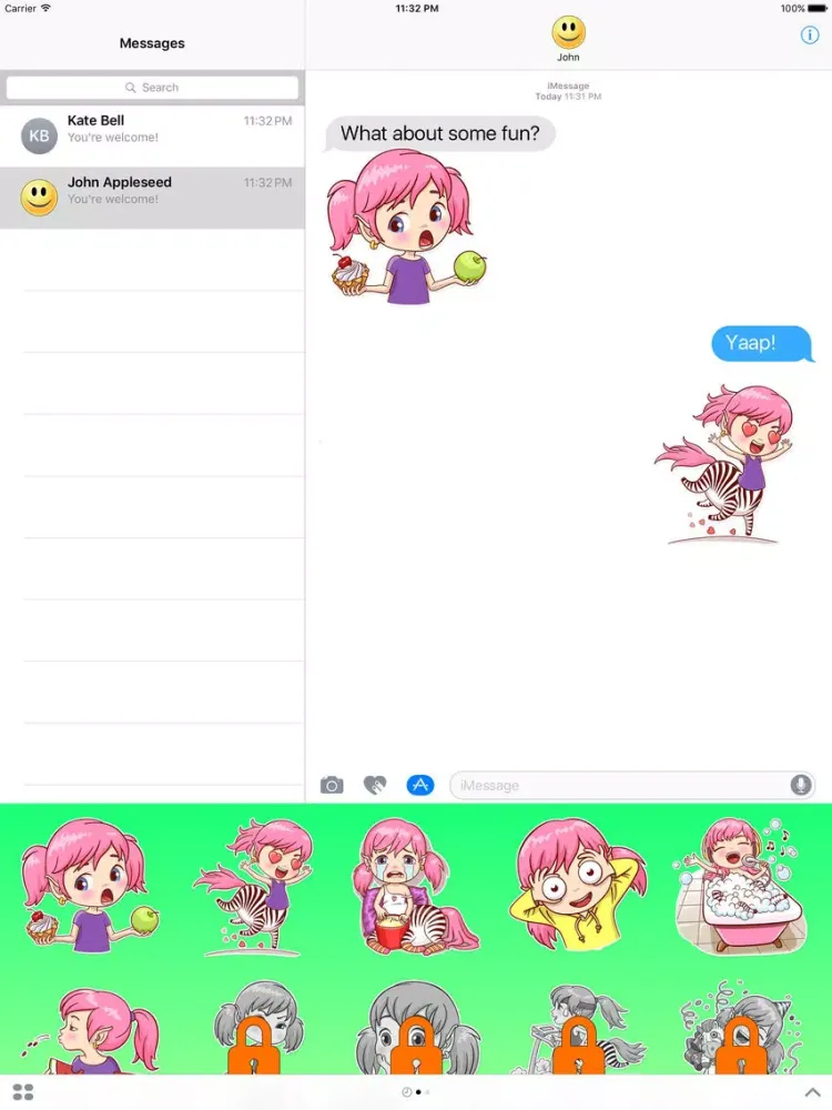 Tangkapan layar Cute Zebra Girl Stickers iPad 