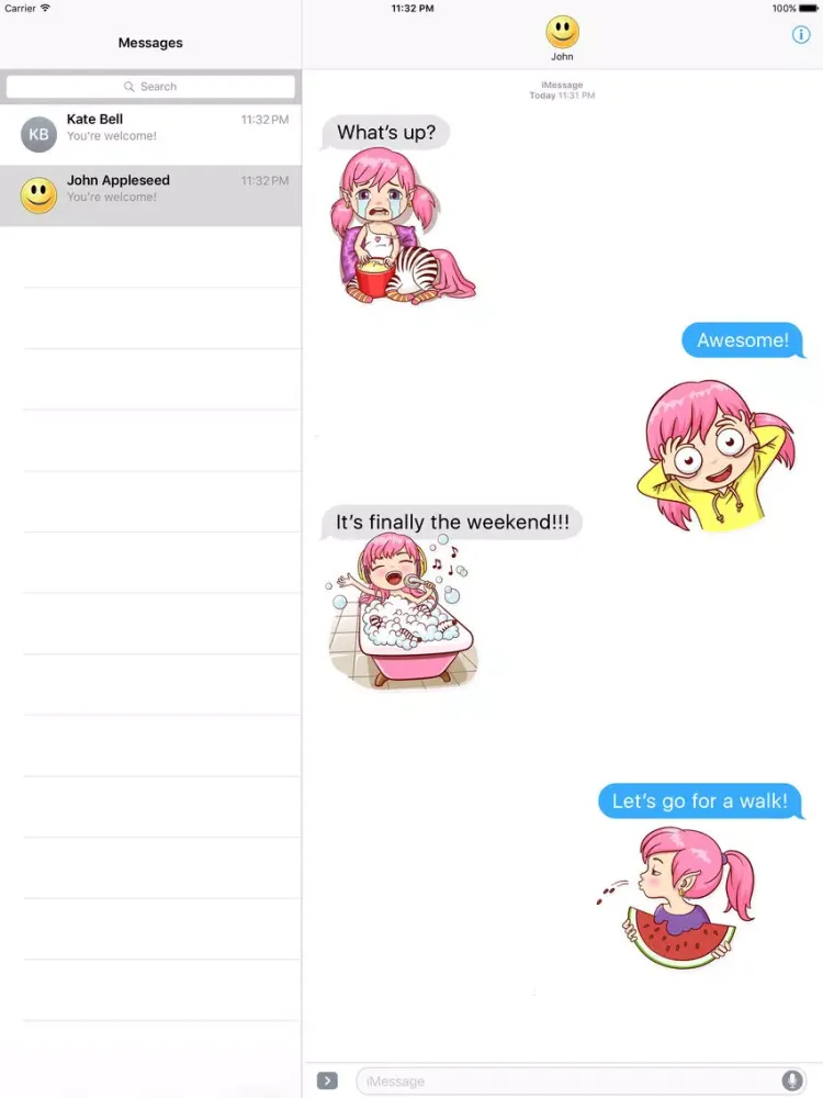 Tangkapan layar Cute Zebra Girl Stickers iPad 