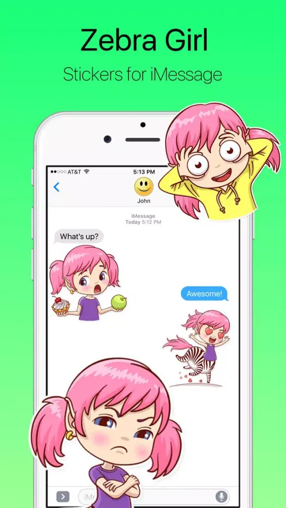 Tangkapan layar Cute Zebra Girl Stickers