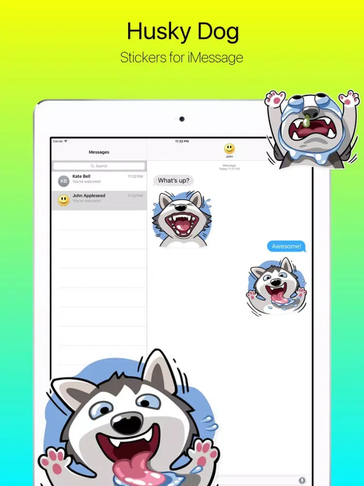 Tangkapan skrin Polar Husky Dog Stickers iPad 