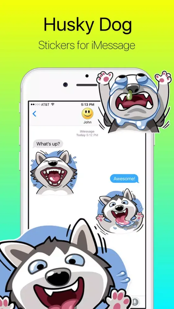 Tangkapan skrin Polar Husky Dog Stickers