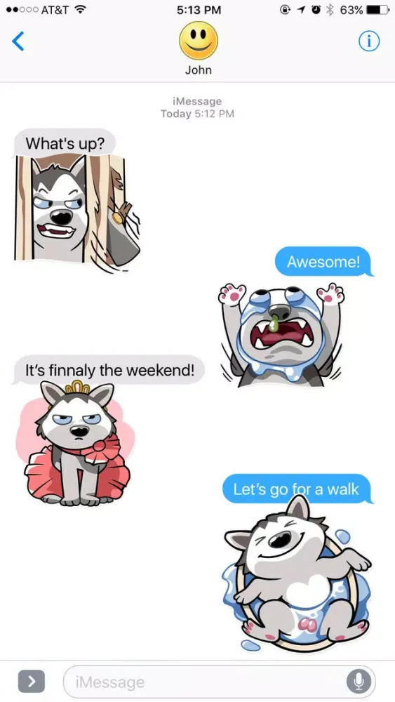 Tangkapan skrin Polar Husky Dog Stickers