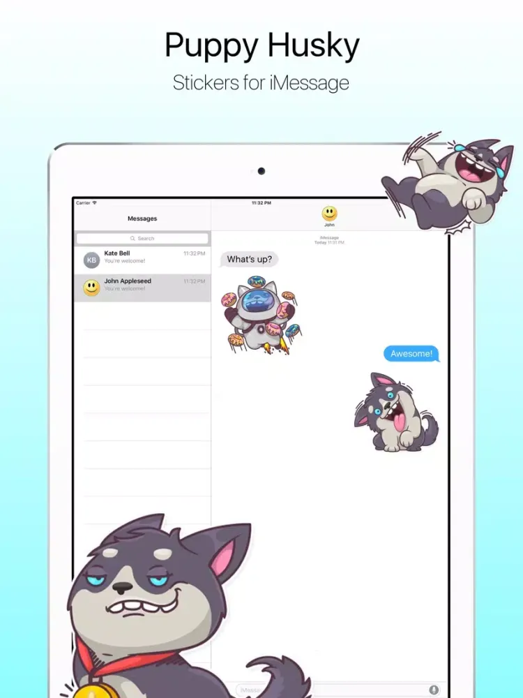 صور Fun Puppy Husky Stickers iPad 