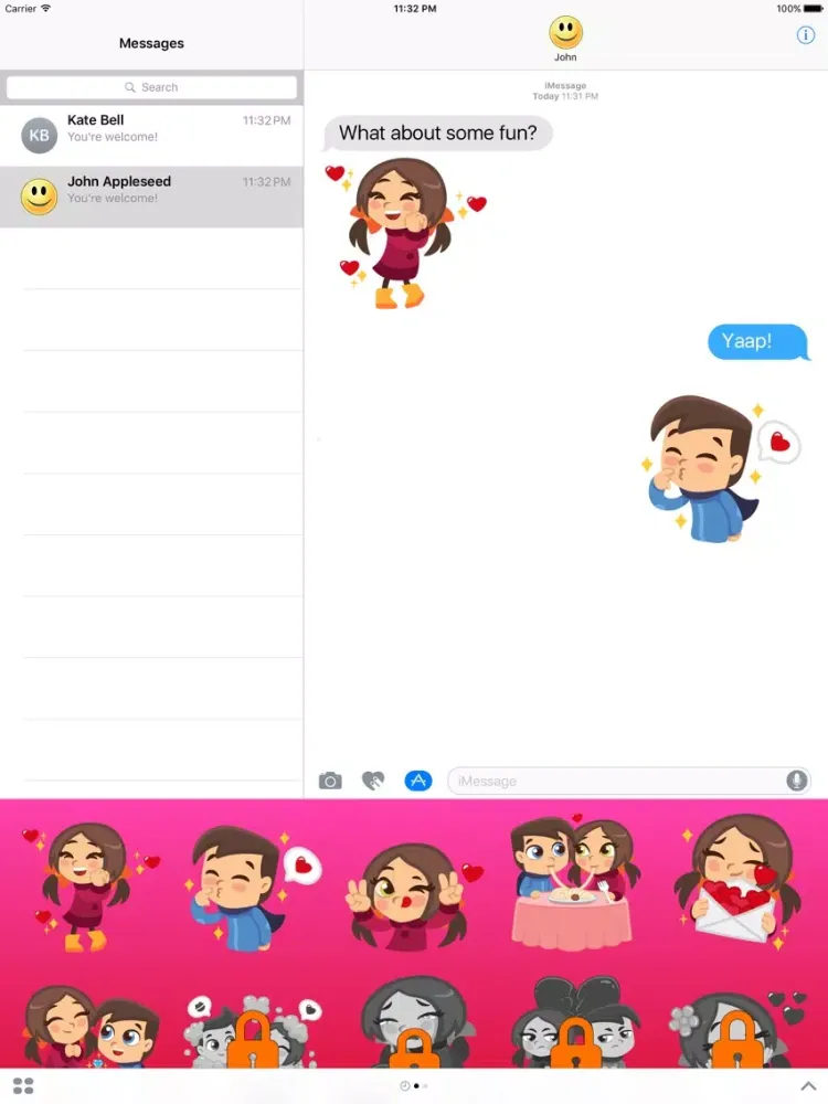 I Love You - Romantic Stickers iPad  स्क्रीनशॉट