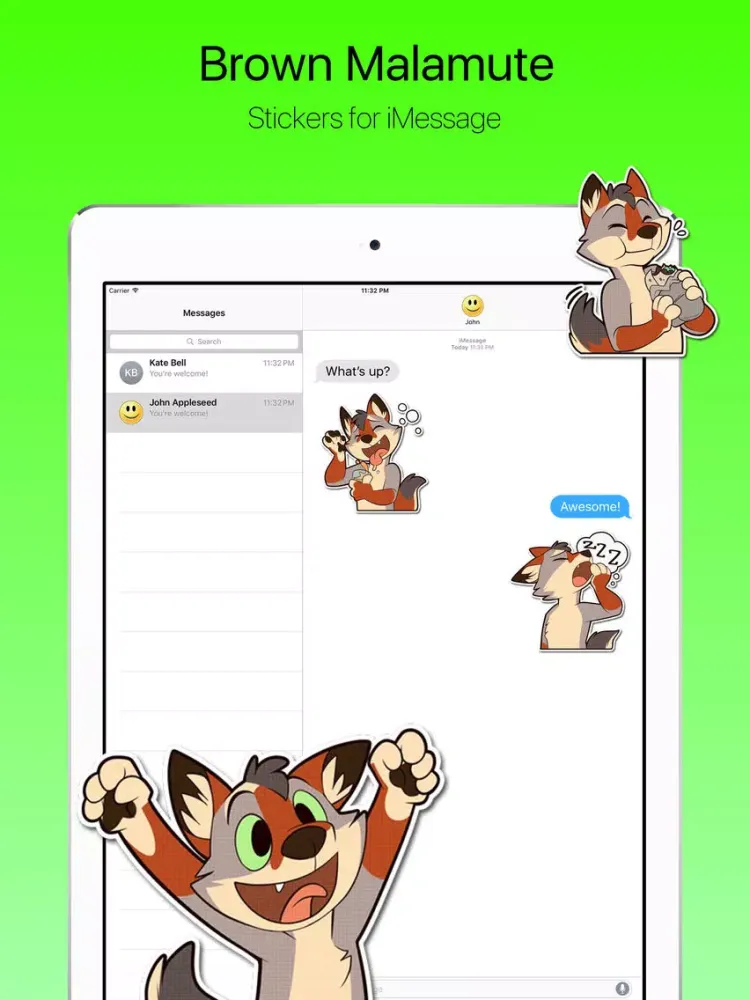Brown Malamute Stickers iPad 应用截图