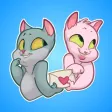 Two Funny Cats Stickers