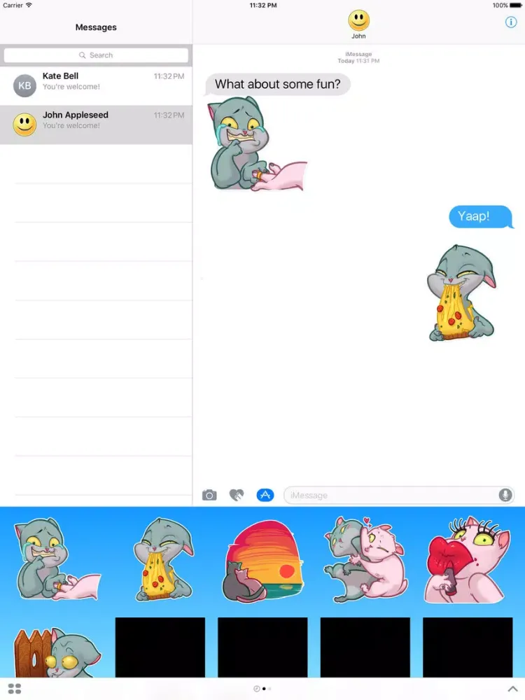 ภาพหน้าจอของ Two Funny Cats Stickers iPad 