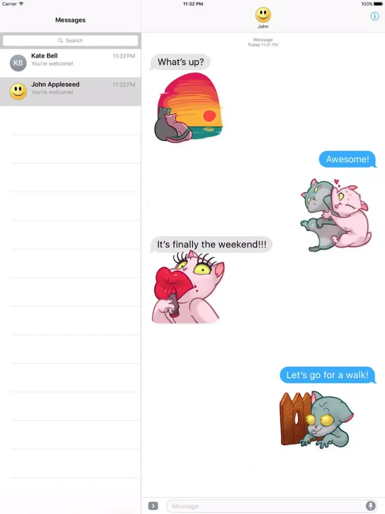 ภาพหน้าจอของ Two Funny Cats Stickers iPad 