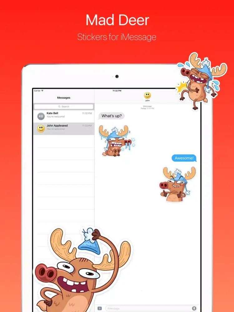 ภาพหน้าจอของ Mad Deer Stickers iPad 