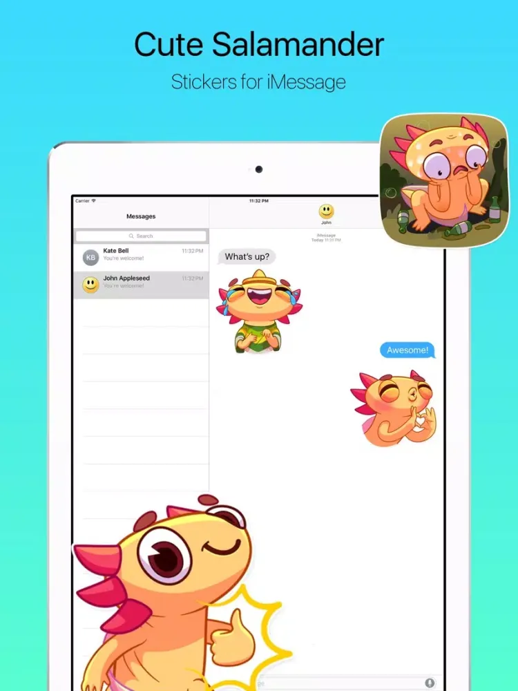 Cute Salamander Stickers iPad  스크린샷
