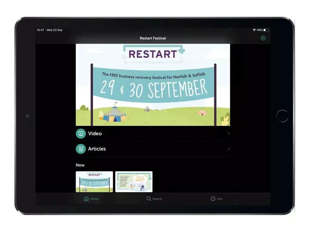 Capturas de tela do Restart Festival iPad 