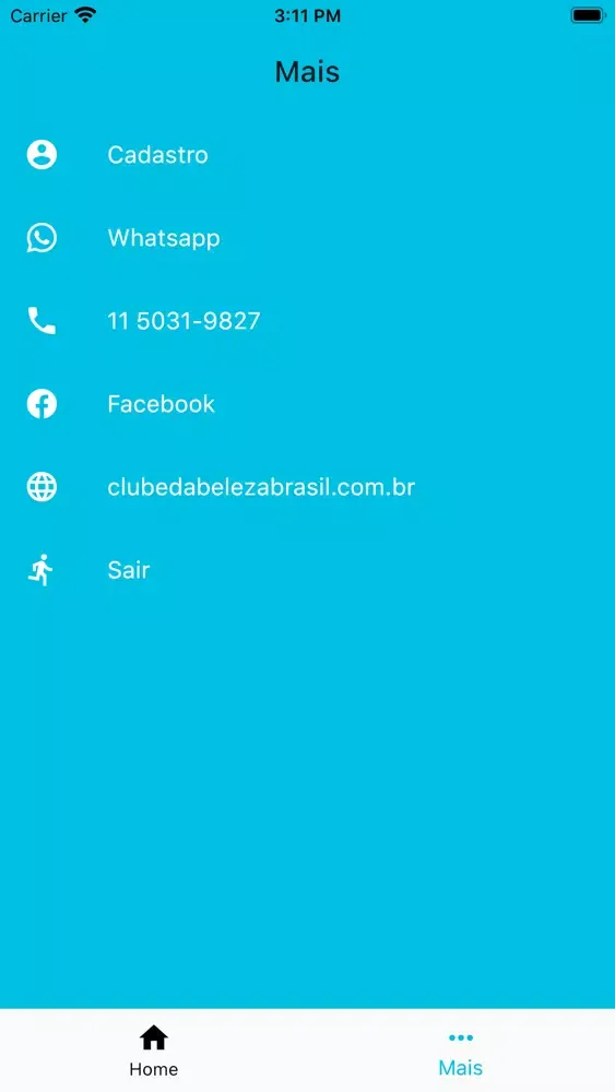 Capturas de tela do Clube da Beleza