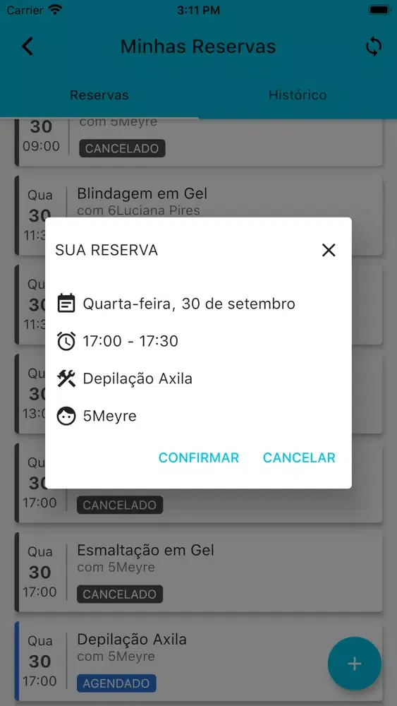 Capturas de tela do Clube da Beleza