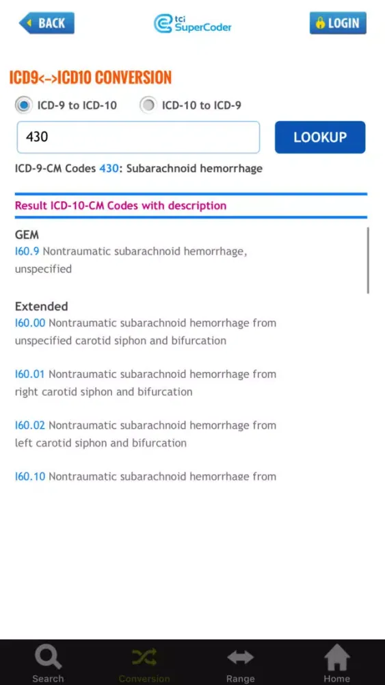 Screenshot di ICD-10 Search