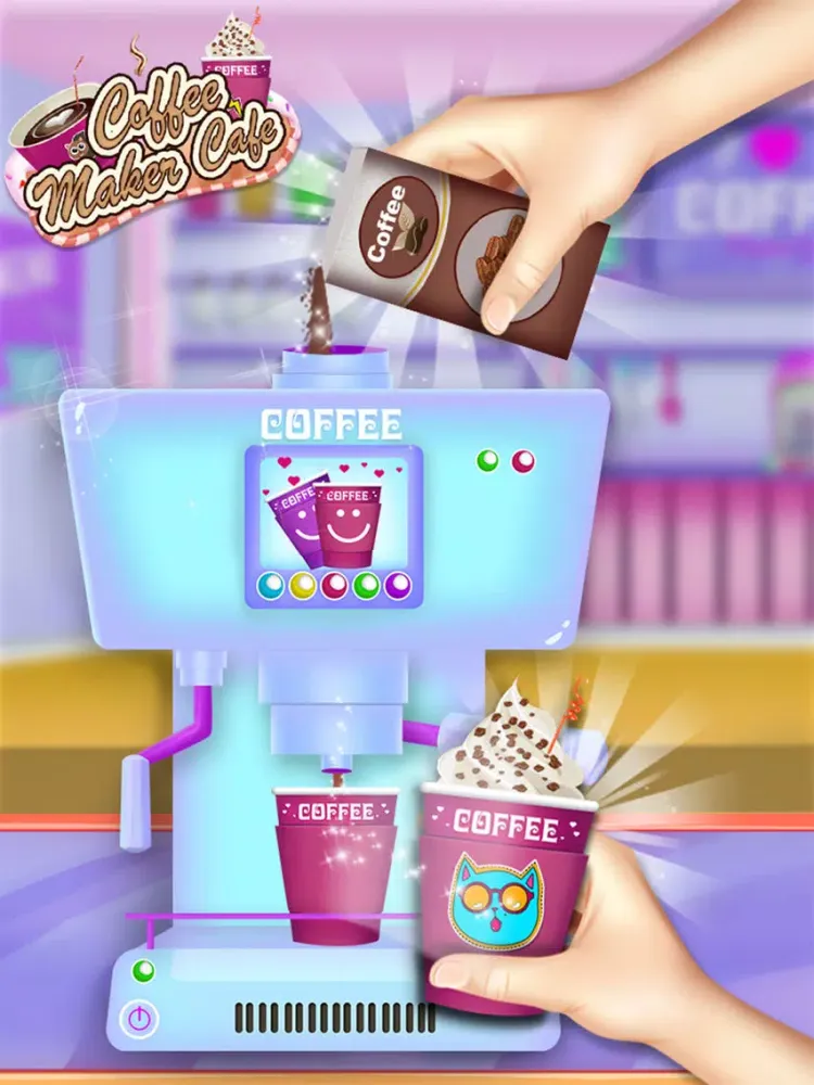 Capturas de tela do Zodiac coffee maker cafe shop iPad 