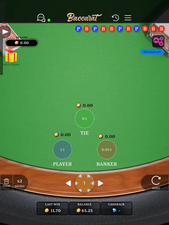 Tangkapan skrin Baccarat Crypto Game iPad 