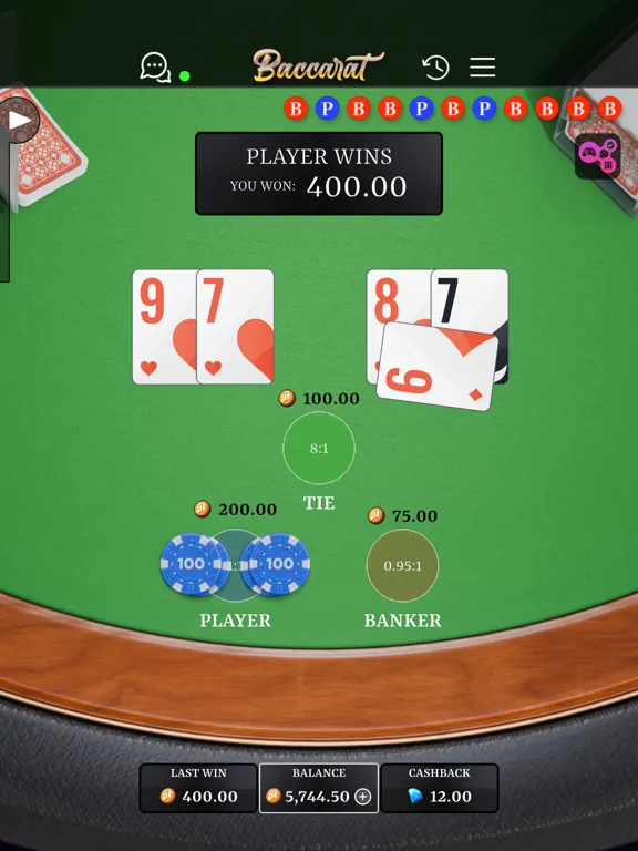 Tangkapan skrin Baccarat Crypto Game iPad 