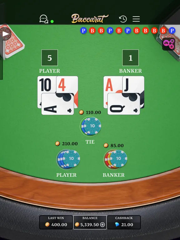 Tangkapan skrin Baccarat Crypto Game iPad 