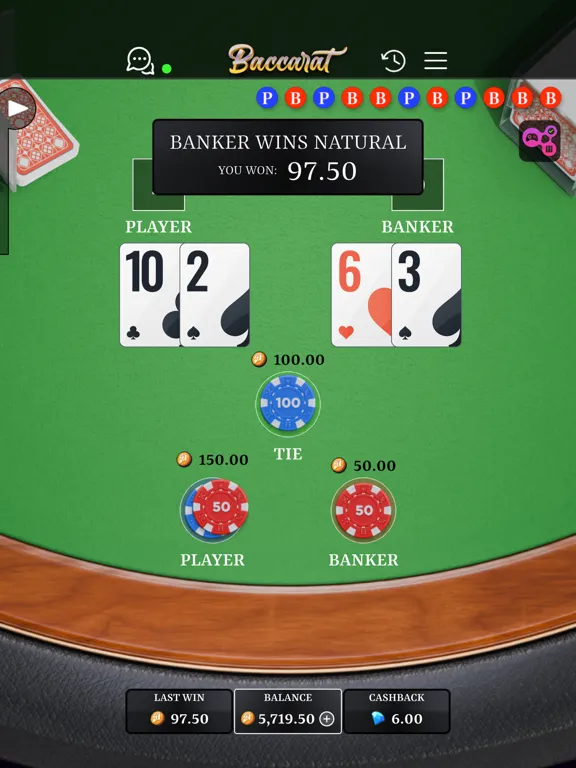 Tangkapan skrin Baccarat Crypto Game iPad 