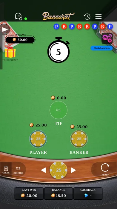 Tangkapan skrin Baccarat Crypto Game