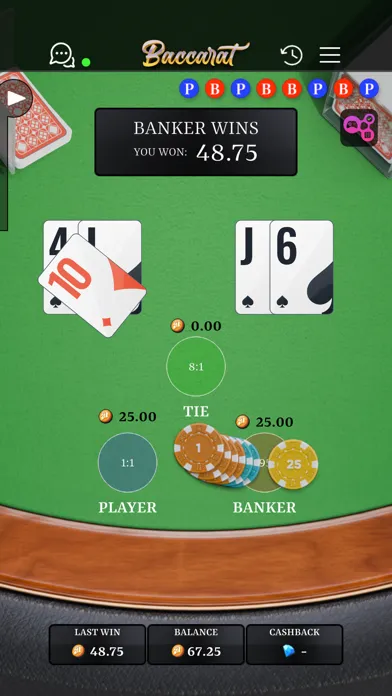 Tangkapan skrin Baccarat Crypto Game