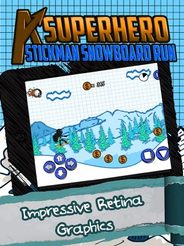 Capturas de pantalla de A Superhero Stickman Run - Amazing Mountain Snowboard Racer iPad 