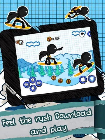 Capturas de pantalla de A Superhero Stickman Run - Amazing Mountain Snowboard Racer iPad 