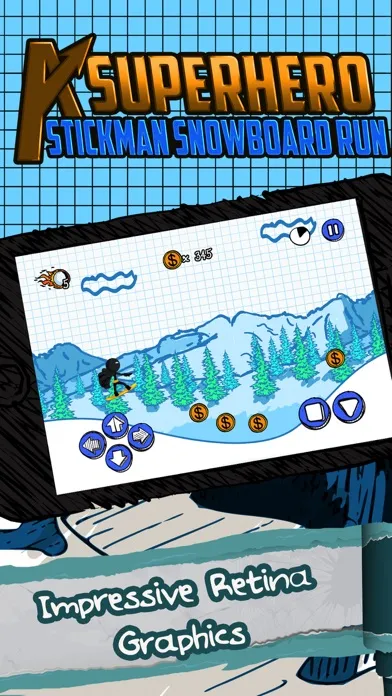 Capturas de pantalla de A Superhero Stickman Run - Amazing Mountain Snowboard Racer