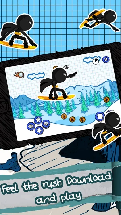 Capturas de pantalla de A Superhero Stickman Run - Amazing Mountain Snowboard Racer