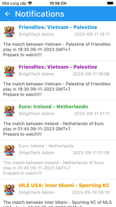 Match Schedule Screenshots