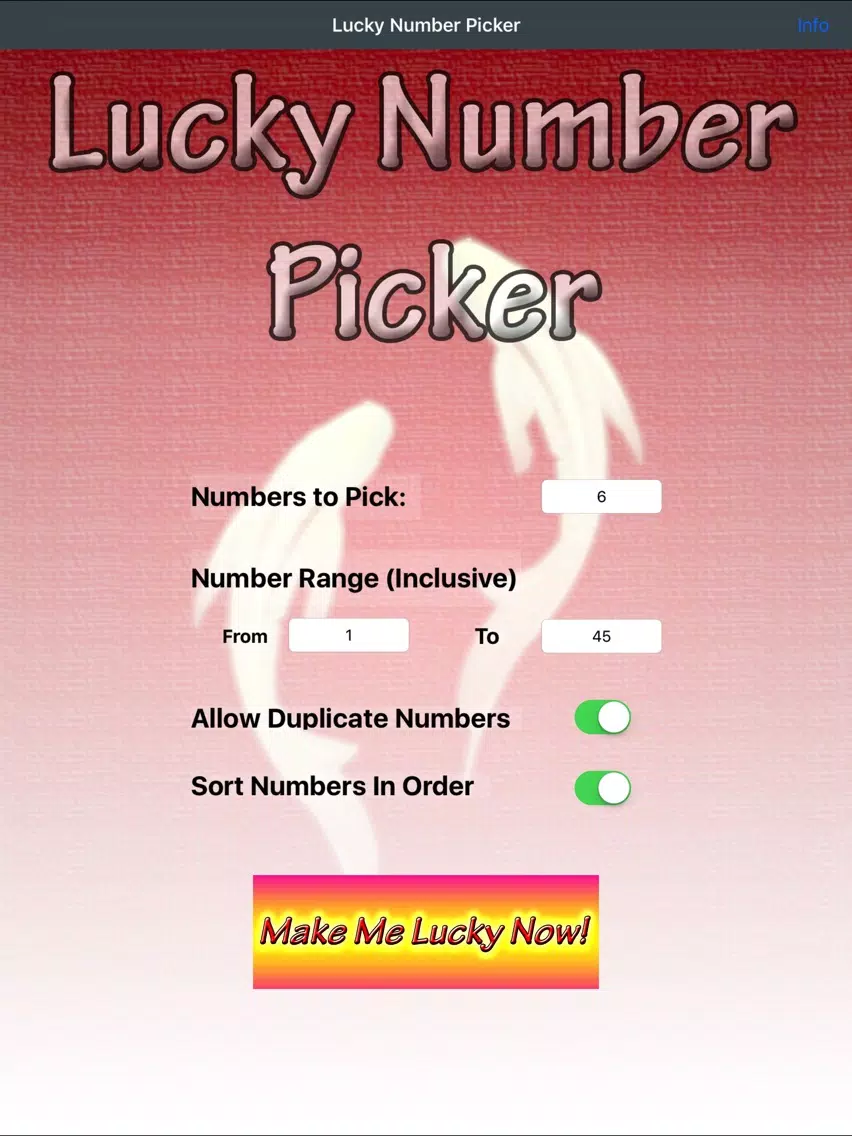 Lucky Number Picker iPad  Screenshots