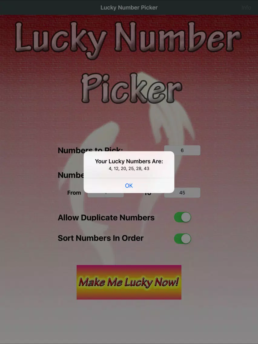Lucky Number Picker iPad  Screenshots