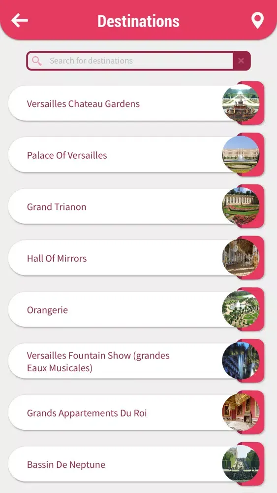Capturas de tela do Versailles City Guide