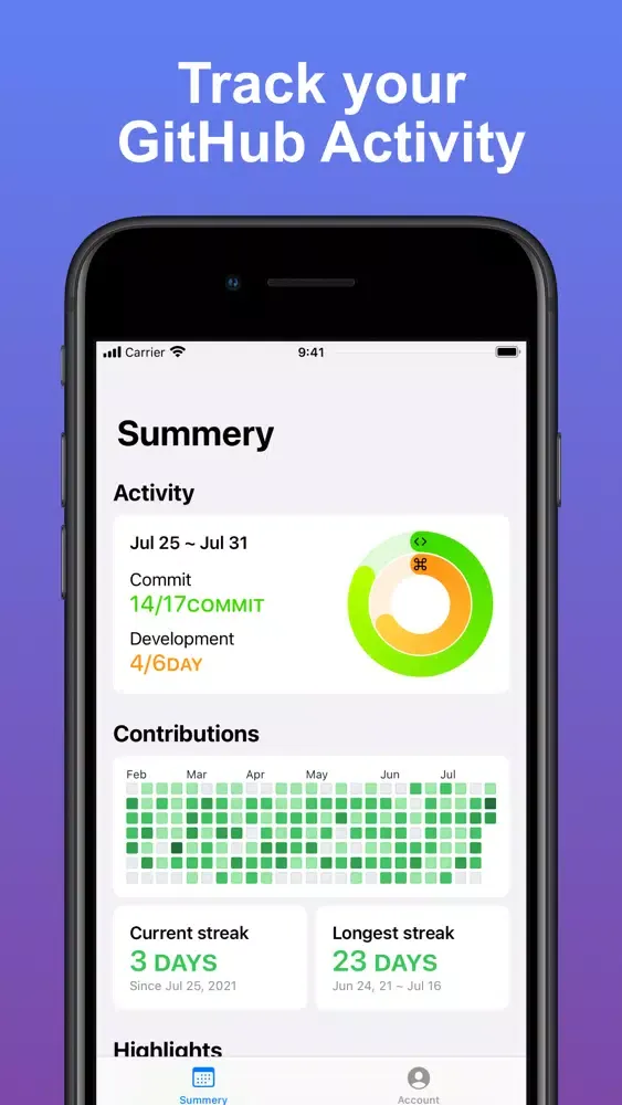Capturas de tela do Gardener for GitHub