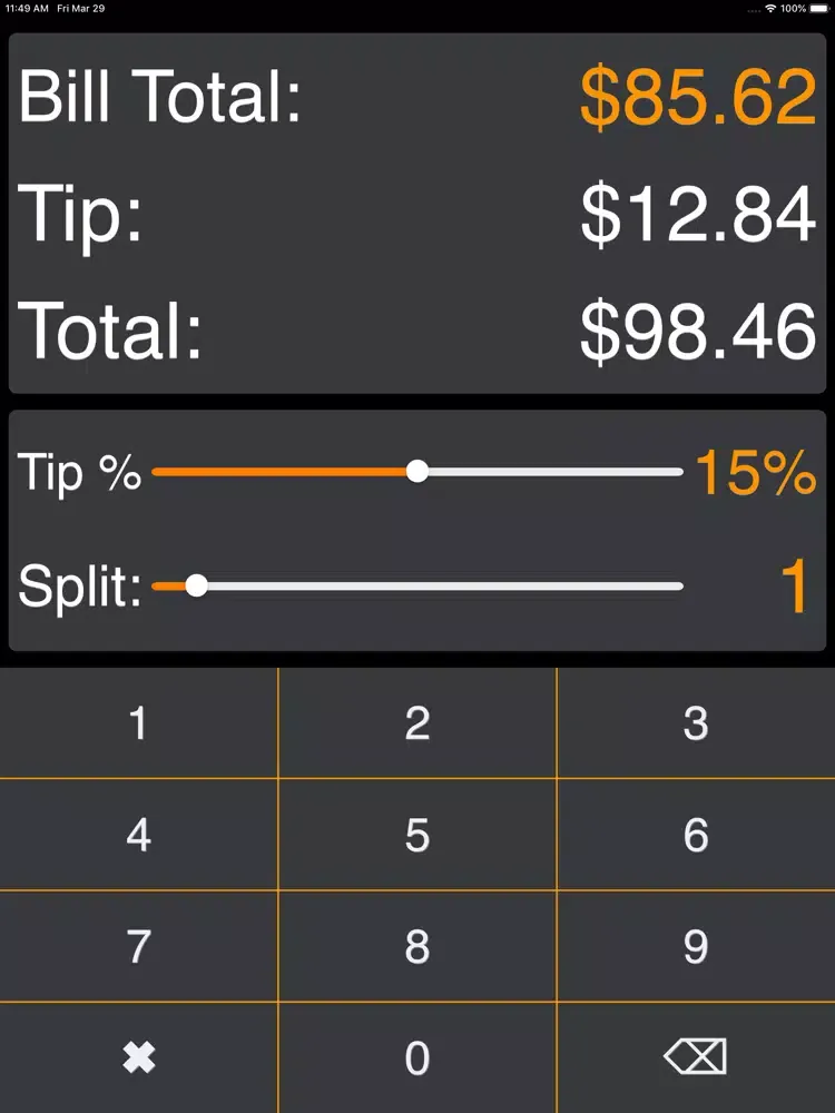 Tip Gratuity Pro iPad  Screenshots