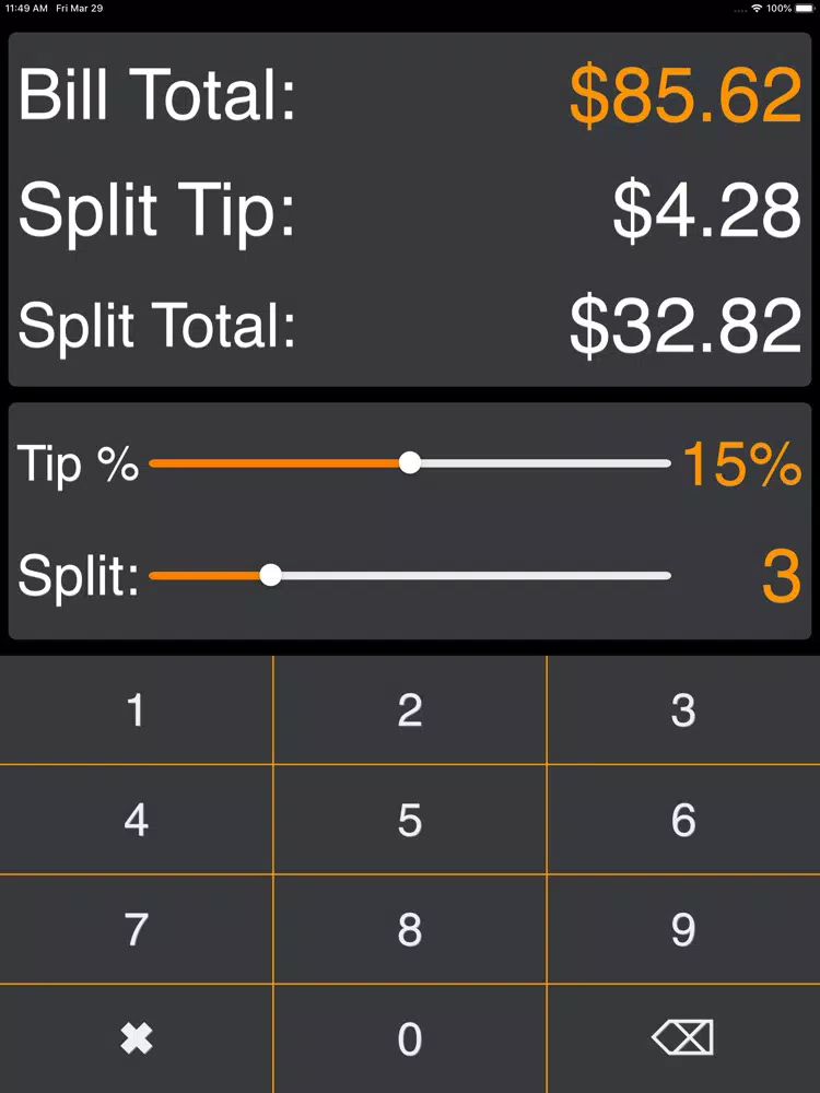 Tip Gratuity Pro iPad  스크린샷