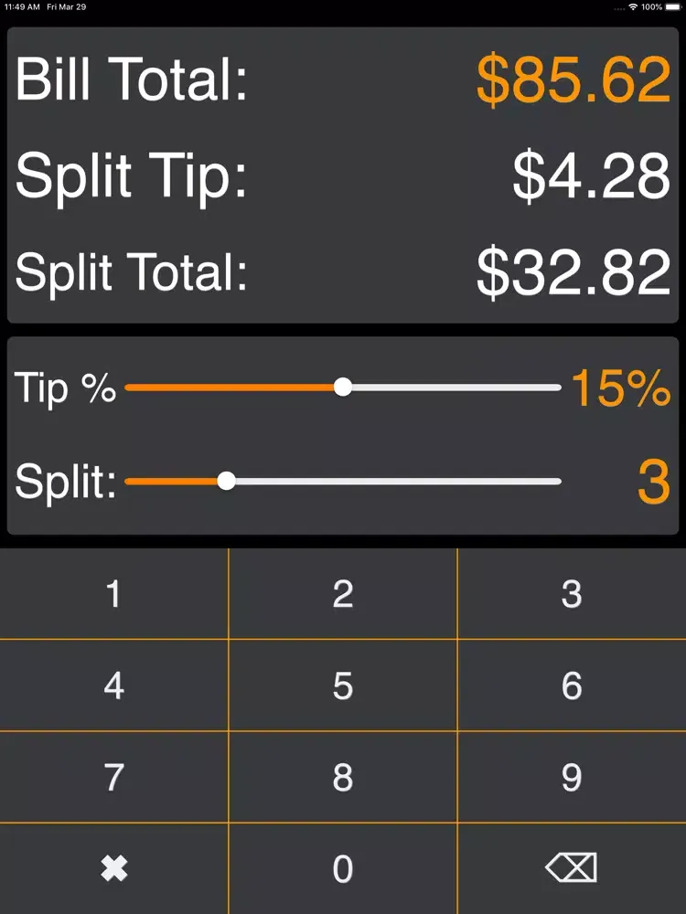 Tip Gratuity Pro iPad  Screenshots