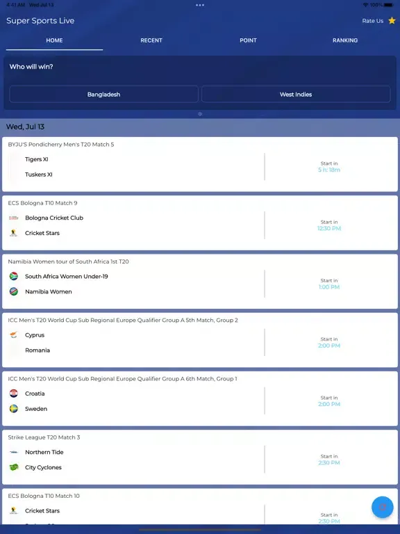 SuperSports Live iPad  स्क्रीनशॉट