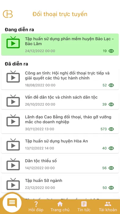 Captures d'écran de Đối thoại trực tuyến Cao Bằng