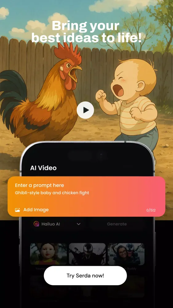 Tangkapan layar AI Video Generator Serda